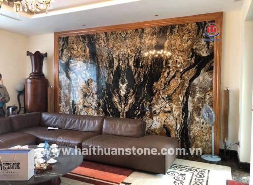 Decorating by natural stone for beautiful living room interior